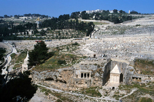 Israel Jerusalem Kidron Valley tombs and Jewish Cemetery on the Mount of Olives