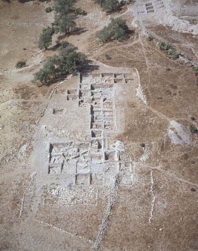 Ruins of Philistine Tel es-Safi or Tel Zafit, Gath, aerial view, Israel