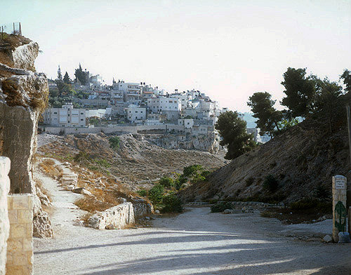 Israel, Jerusalem, looking south down the Kidron Valley to Silwan village