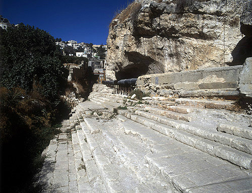 Israel, Jerusalem, the City of David the newly excavated Siloam Springs looking south