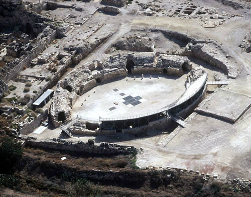 Amphitheatre, 200 AD, aerial, Bet Guvrin, ancient Eleutheropolis, Israel