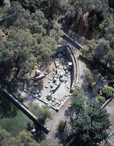 Israel, Ashkelon, aerial view of ruins, possibly of council chambers