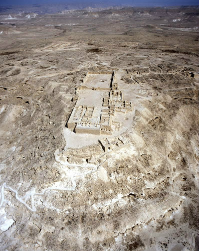 Israel, aerial view of Avdat from the west