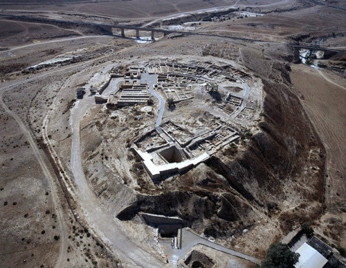 Tel, aerial view from East North East, Beersheva, Negev, Israel