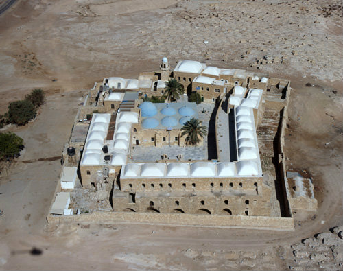 Israel, Nabi Musa or Nebi Musa, begun 13th century  extended 15th century, restored 19th century, aerial view looking north