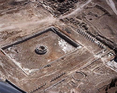 Israel, Herodium, built by Herod the Great, 22 BC - 15 BC, aerial view of lower city from the north