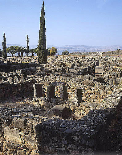 Small houses and courtyards south of synagogue, Capernaum, Israel