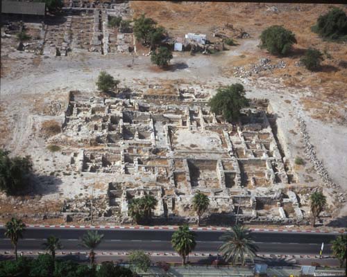 Tiberias, aerial view of ruins of ancient city, Galilee, Israel