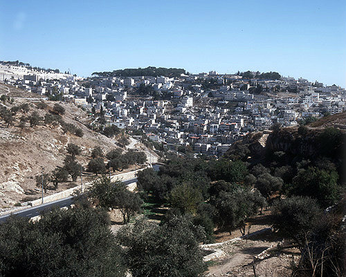 Israel, Jerusalem, Silwan village seen from Hinnom valley