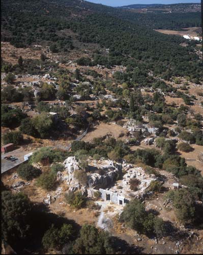 Synagogue,  3rd to 4th century, Meron near Mt Arbel, aerial view, Upper Galilee, Israel