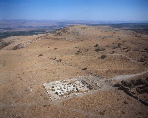 Synagogue, 5th to 7th century, Meroth, aerial view, Upper Galilee, Israel
