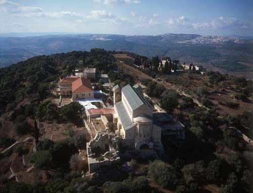 Church of the Transfiguration, aerial view from east, Mount Tabor, Israel