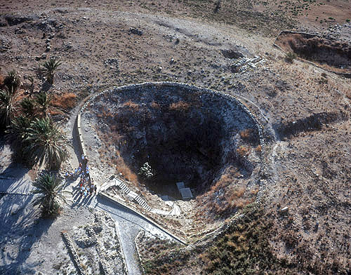 Israel, Megiddo, aerial view of the Iron Age water system