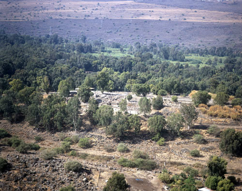 Bethsaida Tel, aerial view from South East, Galilee, Israel