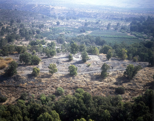 Israel, Galilee, Bethsaida, aerial view of Tel from the south east