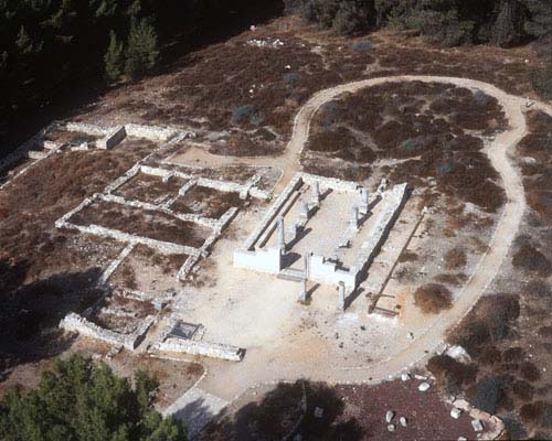 Synagogue, 6th century, Biria, aerial view, Galilee, Israel