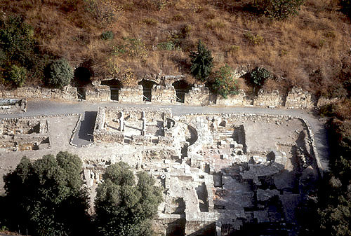 Israel, Banyas, aerial view of palace of Agrippa II