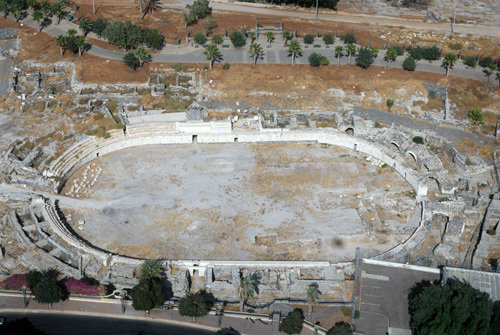 Israel, Hippodrome, Beth Shean, aerial view