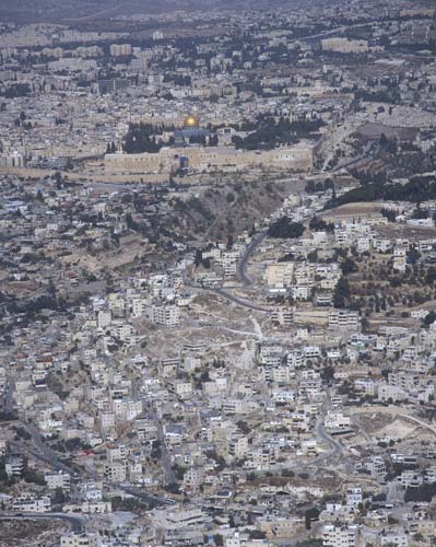 Davids City from the south, aerial view, Jerusalem, Israel