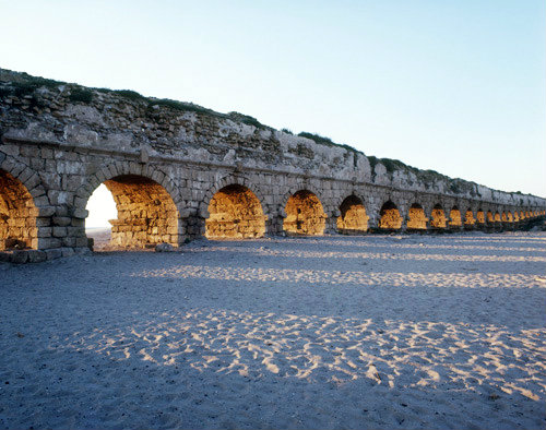 Israel, Caesarea Maritima, section of high level Roman aqueduct dating from time of Herod
