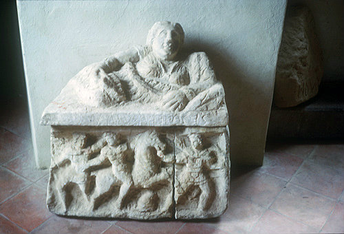 Recumbent figure of Etruscan woman on tomb chest, Museo Guarnacci, Volterra, Italy