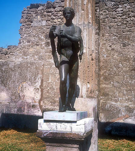Apollo the Archer, bronze statue in Temple of Apollo, Pompeii, Italy
