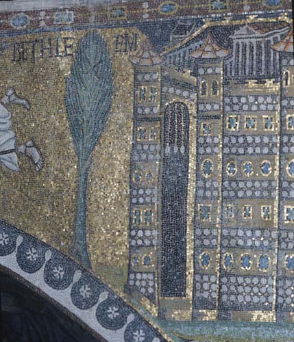 Italy, Ravenna Basilica of San Vitale 6th century Byzantine mosaic of Bethlehem