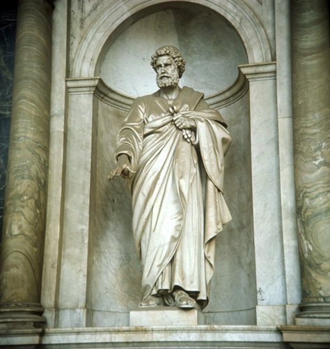 Italy Rome St Pauls Basilica marble statue of St Peter holding the keys