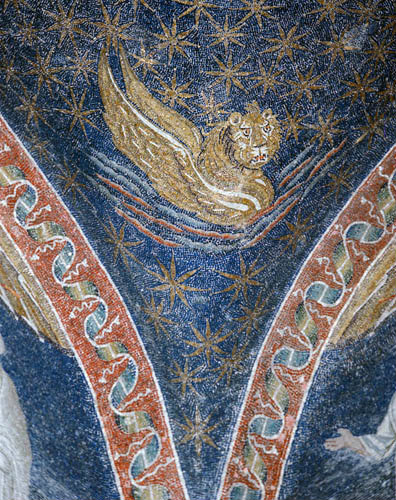 Italy Ravenna San Vitale symbol of St Mark 6th century Byzantine mosaic