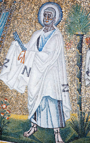 Italy, Ravenna St Peter 5th century mosaic in the Baptistry of Arians previously the Church of Santa Maria Cosmedin