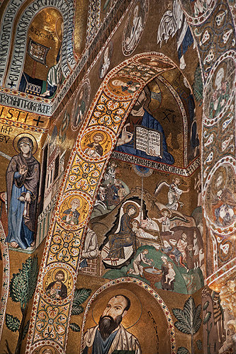 Nativity of Christ, Palatine Chapel, palace of the Norman kings of Sicily, built by Roger II, Palermo, Sicily, Italy