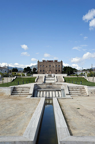 La Zisa Palace, begun by Norman king William I of Sicily in 1160, who employed Arab craftsmen, finished by King William II, Palermo, Sicily, Italy