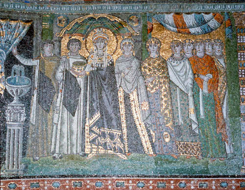 Italy, Ravenna 6th century Byzantine mosaic of Theodora in the Basilica of San Vitale