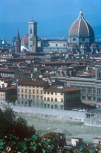 View of Florence, with the duomo in the background, Italy