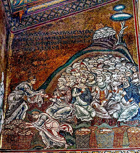 Miracle of the loaves and fishes, Monreale Cathedral, Sicily