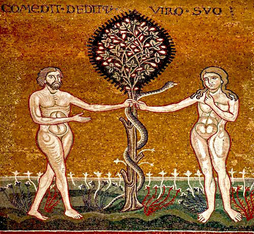 Temptation of Adam and Eve, Monreale Cathedral, Sicily