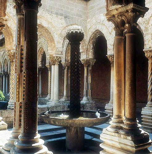 Fountain in cloisters, circa 1175, Cathedral of Monreale, Sicily, Italy