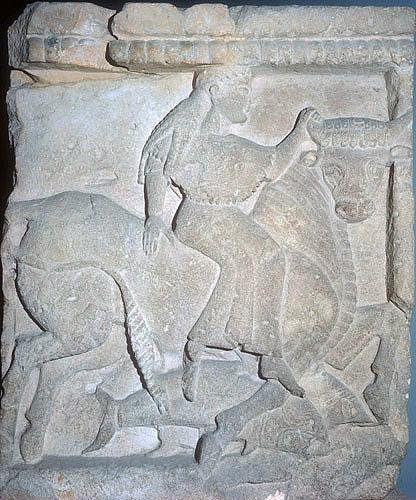 Europa and the bull, metope from sixth century Temple 