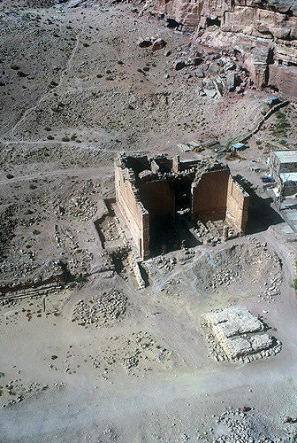 Qasr al-Bint, Nabataean temple, built circa 30 BC, aerial photograph from north, Petra, Jordan