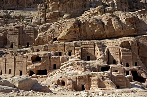 Street of facades near theatre showing variety of tomb styles, Ist century BC-AD, Petra, Jordan