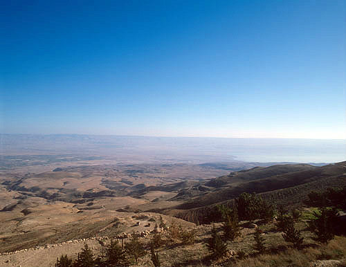 Top end of Dead Sea, Judean Hills beyond, Jordan
