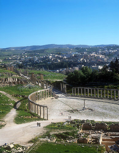 Oval piazza and cardo, first century, Jerash, Jordan