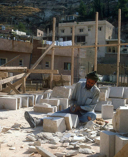 Stonemason at work, Salt, Jordan