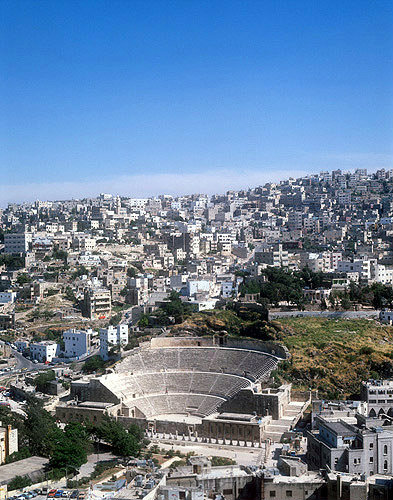 Roman theatre and modern city, Amman, Jordan