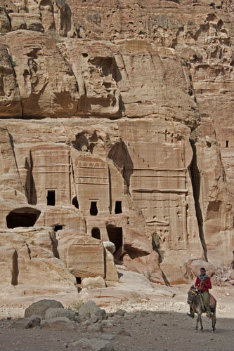 Street of facades near theatre showing variety of smaller tombs, Ist century BC-AD, Petra, Jordan