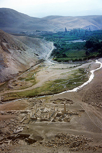 Pella, aerial view of Helenistic-Romano-Byzantine city, Jordan
