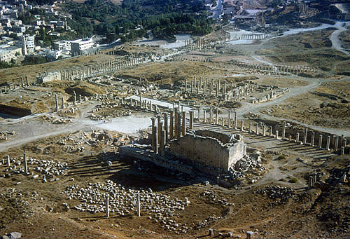 Temple of Artemis, Jerash, aerial photograph, Jordan