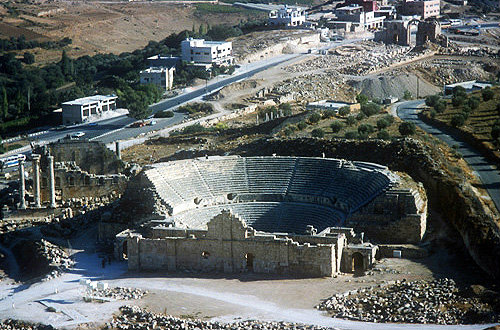 South Theatre, aerial photograph Jerash, Jordan