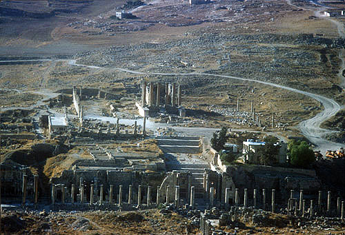 Temple of Artemis, Jerash, aerial photograph, Jordan