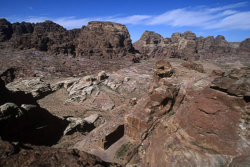 View across Wadi Farasa to Umm al-Biyara, Petra, Jordan
